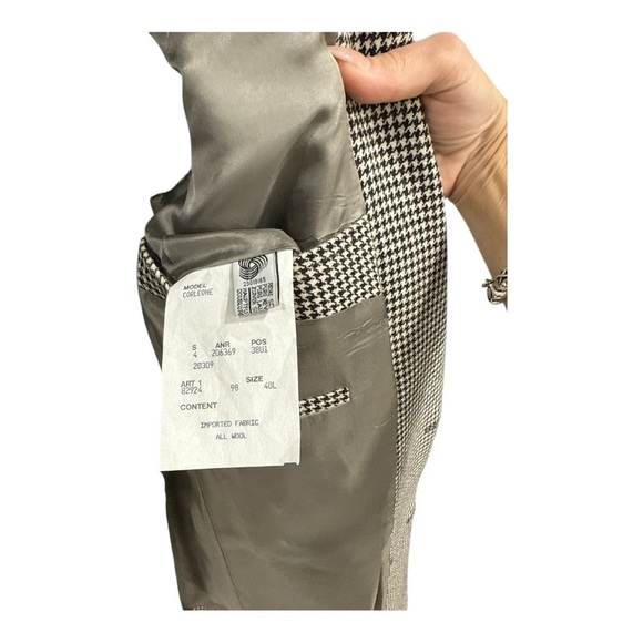 HUGO BOSS Vintage Mens Wool Blazer Made In USA Jacket Houndstooth CORLEONE 40 L - Picture 7 of 8